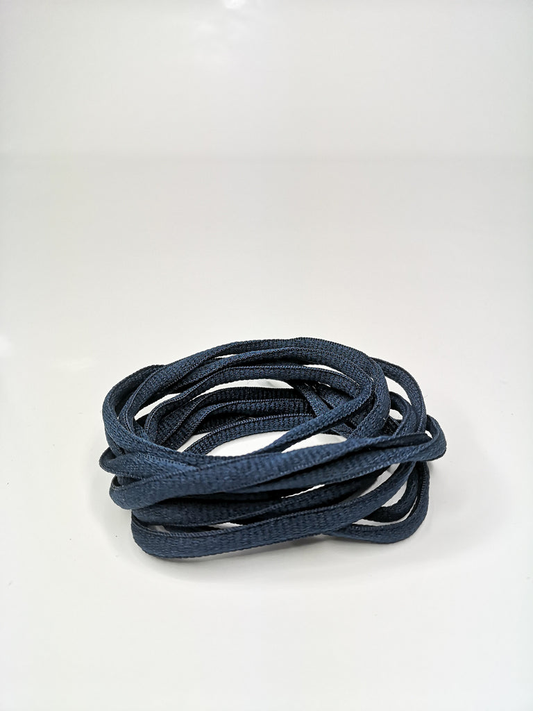 Navy Blue Oval Solid Colour Laces